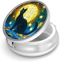 Pill Box-3 Compartment Purse & Pocket Mini Metal Pill Holder Travel Pill Container를 위한 작은 알약 케이스는 비타민 BPA-Free (Moon Cat)를 보유합니다