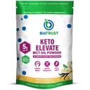 BioTrust Keto Elevate – C8 MCT 오일 분말 – Ketogenic MCT 커피 크림, Keto 커피 크림 – 청정 에너지, 정신 초점, Clarity – 100 % Caprylic 산 MCT 분말, 비 GMO (프랑스 바닐라, 20 서빙)