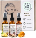 활력 부스트 번들 액체 스프레이 - 궁극적 인 버섯 Complex, Bromelain, B12 Methylcobalamin - 완전한 Multivitamin - 식물 기반, 비 GMO, 글루텐 무료, 설탕 무료 2 Fl Oz (420 일 공급)