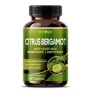 Citrus Bergamot 50 : 1 추출물 20,400mg Red Yeast Rice, Garlic, 건강한 콜레스테롤을위한 Artichoke, 심장 건강 - 미국에서 만든 (150 개)