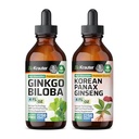 BIO KRAUTER 은행나무 Biloba Tincture 4 Fl. Oz. & Ginseng Tincture 4 Fl. Oz.