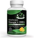 Halalways 오메가 + DHA Gummies - 세 배 힘 오메가 3 물고기 기름 거미 비타민 DHA 지방산, 자연의 심장 건강, 오렌지 & 레몬 풍미는 Halal 보충교재를 증명했습니다