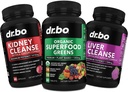 유기농 슈퍼 푸드 그린 & 과일 보충제 - Liver Kidney Cleanse Detox Support Supplement - Green Veggie Powder Blend Vegetable Foods & Help Repair Kidneys, Bladder Control & Urinary Tract Health