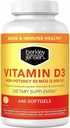 Berkley Jensen 높은 힘 비타민 D3 2000IU (50 mcg) (640 Softgels), 이, 근육, 면역 기능 및 뼈 건강을 위한 규정식 보충교재, 남자와 여자를 위한, 미국에서 만드는, 640 일 공급