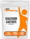 BulkSupplements.com 칼슘 Lactate 분말 - 칼슘 보충 분말, 음식 급료 - 순수한 & 글루텐, 봉사 당 1.5g, 500g (1.1 lbs) (1의 포장)