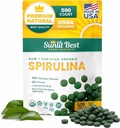 Sunlit Best Spirulina Tablets - 유기 Spirulina 정제 USDA 프리미엄 500 카운트 - 면역 지원 근육 성장, 에너지 부스트 w/Chlorophyll - 높은 단백질, 비 GMO를 위한 자연적인 Spirulinas 유기 Burst
