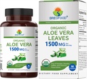 Brieofood 유기 알로에 Vera 1500mg, 45 서빙, 채식, 글루텐 무료, 90 채식 정제