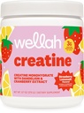 여성용 Wellah Creatine - Dandelion & Cranberry Extract (50 서빙, Strawberry Lemonade)가있는 크레아틴 Monohydrate
