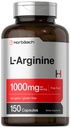 Horbäach L-Arginine 1000mg | 150 캡슐 | 무료 양식 다이어트 보충 | 비 GMO 및 글루텐 무료