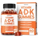 ADK Gummies 비타민 D3 K2 (60 설탕 무료 Gummies) 비타민 D3 K2 10000iu / 5000iu - D & K와 보충 - 10 Vegan 보충 - 맛있는 라즈베리 맛 - 비 GMO 및 미국 - 60 개