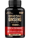 Panax Ginseng 15,000 mg - 남자를 위한 빨간 한국 인삼 보충교재 - 여분 힘 10:1 추출물 - 에너지, 초점, 생산력 & 성과 - 자연적인 & Vegan - 미국에서 만드는 - 120의 캡슐, 2 달 공급