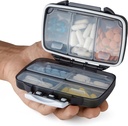 Travel Pill 주최자 - 7 Compartments, Compact Supplement Case for Purse Essential Medicine Kit fot Traveling Pocket Pharmacy with Labels, Black