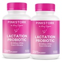 핑크 Stork Lactation Probiotic - 30 억 CFUs 멀티 스트레인 Postnatal Probiotics Breastfeeding Women - 지원 Breast Milk & Gut Health, Postpartum Essentials, 60 캡슐