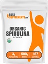 BulkSupplements.com 유기 Spirulina 분말 - 슈퍼 푸드, 녹색 Spirulina 분말, 초본 보충 - Vegan-Friendly, 서빙 당 3g, 500g (1.1 lbs) (팩 1)