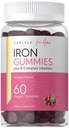 Carlyle Iron Gummies | 플러스 B 복합 비타민 | 60 Vegan Gummies | 포도 맛 | 비 GMO, 글루텐 무료 보충