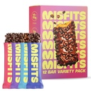 Misfits Protein Bar - 고단백 캔디 바 | 글루텐 프리 플랜트 기반, 낮은 설탕 및 캐비넷, 높은 섬유 스낵 | 12 (4 맛)의 다양한 팩