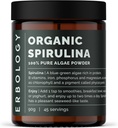 Erbology Organic Spirulina Powder 3.2 oz - 45 서빙 - 포르투갈에서 지속 가능한 Sourced - 에너지 및 면역 지원 - 초록소, B 비타민, 철 및 인에 풍부한 - Vegan - GMO-Free