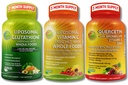 SUPPLEMENTS STUDIO Immune 지원 번들 – Liposomal 비타민 C 1500mg + Liposomal Glutathione 500mg + Bromelain, 아연 & 비타민 C를 가진 Quercetin – Vegan, 비 GMO의 강화한 흡수 공식