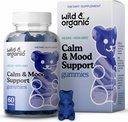 Wild & Organic Calm & Mood Gummies - 무드 지원 보충교재 - Calming Chews w/Ashwagandha 뿌리, Rhodiola Rosea, 레몬 Balm - Ashwagandha 보충 교재 Gummies - 60 개
