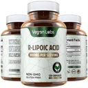 Vegan Labs R-Lipoic Acid 300MG, 120 Vegan 캡슐 지원 셀룰러 에너지 및 산화 방지 보호 글루텐 무료, 비 GMO, 안정화 R-ALA 보충 4 개월 공급