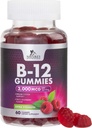 B12 비타민 에너지 Gummies 3000 mcg - Metabolism & Immune 체계 지원을 위한 여분 힘 B 12 거미 - 성인 & 아이 Caffeine 자유로운 거미 비타민 - 60 Gummies를 위한 Chewable 규정식 B12 보충교재