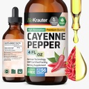 BIO KRAUTER Cayenne Pepper Extract Liquid - Pure Capsaicin Extract - 소화 지원을위한 액체 Cayenne Pepper Drops - 설탕 및 알코올 무료 4 Fl.Oz.