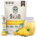 Salud 2-in-1 Hydration Packets + Immunity Electrolytes Powder, Pineapple - Agua Fresca 음료 혼합, Elderberry, Dairy & Soy Free, Non-GMO, Gluten Free, Vegan, Low Calorie, 1g Sugar (15 서빙)