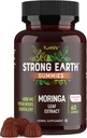 강한 지구 - Moringa Gummies 400mg - 에너지 부스트를 위한 최고 음식 녹색 보충교재 - 자연적인 다 비타민 Moringa Oleifera 잎 추출물 거미, 60 Ct - 알약 또는 캡슐 보다는 Tastier