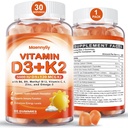 성인을 위한 비타민 D3 K2 Gummies - 비타민 D3 5000IU + K2 (MK-7) 120mcg - 오메가 3, 메틸 B12, B9, B6, 비타민 E & 아연을 가진 설탕 자유로운 D3와 K2 보충교재 - 칼슘 흡수 & 면역력을 위해