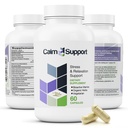 CalmSupport: 스트레스 & Relaxation 지원 - Ashwagandha, 열정 꽃, Valerian 뿌리, Ginger, GABA, 벨벳 콩, Motherwort, Oat 씨, Phyllanthus, L-Theanine, L-Tryptophan, Folate, C, B1, B6, B12, 아연