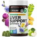 BIO KRAUTER Liver 보충교재 Gummies - 60 Vegan Chews w/Milk 이틀, Liver Cleanse & Detox를 위한 Dandelion 뿌리 - 80% Silymarin