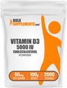 BulkSupplements.com 비타민 D3 분말 - Cholecalciferol, 5000 IU - 글루텐 무료, 50mg (125mcg의 비타민 D3) 서빙 당, 100g (3.5 oz) (팩의 1)