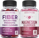 Atlantis Nutrition Sugar 무료 프리 바이오 틱 섬유 Gummies 성인 2-Pack (120 Gummies) + 마그네슘 구미 - 770 MG 마그네슘 시트 레이트 60 구미