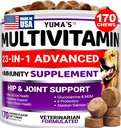 Glucosamine - 개 비타민 및 보충제 - 170 치료 - 개를위한 수석 & 강아지 Multivitamin - Hip & Joint Support - 면역 건강, 피부, 심장, 소화, Probiotics