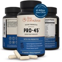 여성 및 남성을위한 라이브 의식 PRO45 프로바이오틱스 : 포괄적인 공식, 45 억 CFU, 11 Strains, Dairy Free - w / Prebiotics 및 Probiotics - 면역 및 구트 건강 증진 - 30 Veggie Caps