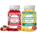 Lunakai Prenatal 및 비타민 D3 Gummies 번들 - 철 및 Folic 산이있는 임신 Multivitamin 거미 - 면역, 뼈 및 무드 지원 보충 - 성인 30 일 공급