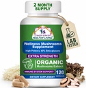 암 과학 유기 버섯 보충교재 캡슐 - 1,500mg 비 GMO 웰니스 버섯 Complex 40% 베타 글루칸 - 터키 꼬리, Reishi, Cordyceps의 뇌를 위한 Chaga 추출물 & 면역 지원 120의 캡슐