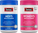 Swisse Daily Multivitamin for Men & Women Bundle Combo Pack| 건강한 에너지, 스트레스 완화, 정신적 명확성 및 성능, 면역력 및 심장 건강 지원