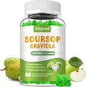 설탕 무료 Soursop Graviola Gummies - 유기 Soursop Leaves & Fruit Extract - 소화 보조 보조 보조, 면역 지원 및 산화 방지제 - 60 Apple flavored Gummies