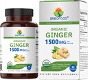 Brieofood 유기 생강 1500mg, 45 서빙, 채식, 글루텐 무료, 90 채식 정제