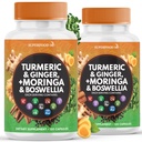 Turmeric Moringa Supplement | Ginger, Boswellia, Saffron, Ceylon Cinnamon, Quercetin, Tart Cherry- 240 카운트 여성과 남성을위한 Holy Basil- 합동 지원 보충교재