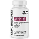 청춘 & Tonic Kidney Cleanse & Detox Supplement with Cranberry Extract - Urinary Tract Health, Bladder 및 Kidney Health 지원 - Vegan, Non-GMO - 30 채식 환약