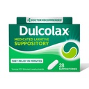 Dulcolax 자극제 Laxative Medicated 좌약, Predictable & 효과적인 변비 기복, Bisacodyl 10 mg, 28 조사, 자극제 Laxatives