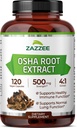 Zazzee OSHA 뿌리 4:1 추출물, 500 mg 힘, 120 Vegan 캡슐, 4 달 공급, 집중되고 표준화된 4X 추출물, 100% 채식주의자, Ligusticum porteri, 모든 자연 및 비 GMO