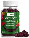 YUM-V'S Beet Root Gummies with Tart Cherry Extract - Berry 맛 Beetroot Gummies - 혈액 순환 및 산화 방지제 지원을위한 사탕 Chews - Red Beets Gummies (Berry 60 Count)