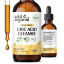 Wild & Organic Uric Acid Cleanse Drops - Tart Cherry, Turmeric, Chanca Piedra Stone Breaker Complex for Kidney Cleanse - 우릭산 지원 보충 - Vegan, Sugar & Alcohol-Free Tincture - 2 oz