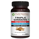 Pure Nutrition Triple Ginseng - Red Ginseng, American Ginseng 및 Siberian Ginseng의 독특하고 효과적인 조합. 캡슐 당 790mg | 60 Veg 모자 팩