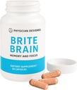 Physician Designed Brite Brain Supplement | 에너지, 초점 및 두뇌 건강에 매우 CoQ10 | 노화 방지| CoQ10 | 모든 연령 | 60 캡슐
