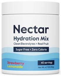Nectar Sugar Free Electrolytes Powder - 유기 과일 설탕 또는 칼로리 - 탈수 구호 및 탈수 용 수소 분말 - Keto 및 Paleo (Strawberry Lemonade 40 서빙 욕조)