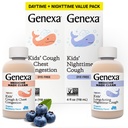 Genexa Kids' Clean Day & Night Cough Medicine, 염료 무료, 0% 인공 첨가제, 어린이 기침, 가슴 혼잡, Runny Nose & Sneezing Relief, Ages 6+, Organic Blueberry flavor, 8 fl oz (2 팩)